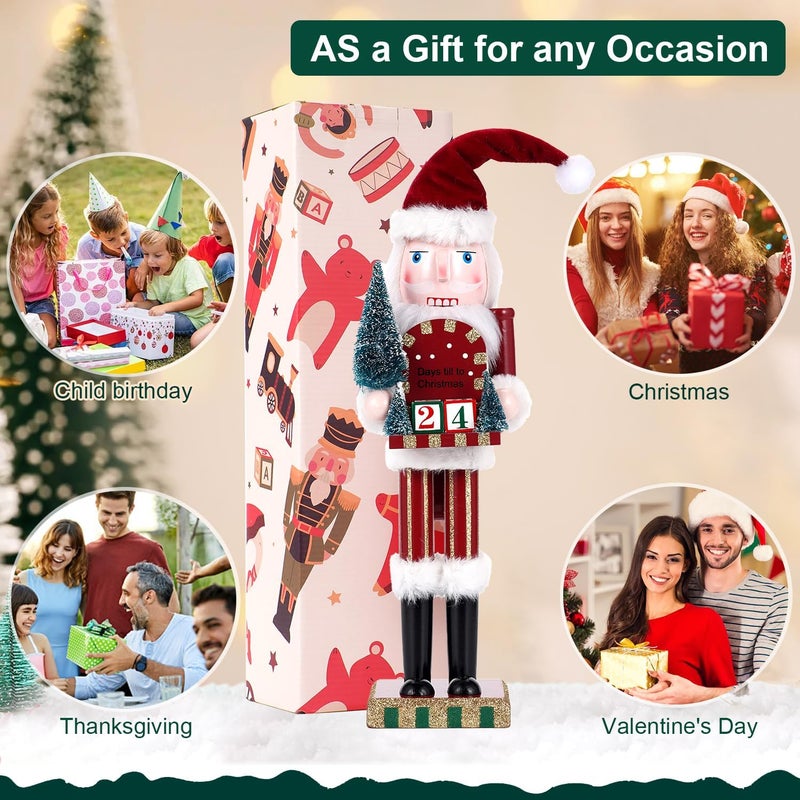 BXO Store Christmas Decorations Nutcracker Ornament,15 Inch Wooden Traditional Festive Collectible Nutcracker, for Family and Thanksgiving Decor(Countdown Calendar) - Image 4